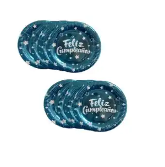 Falabella 10 platos desechables decoración cumpleaños plato azul 30cm oferta