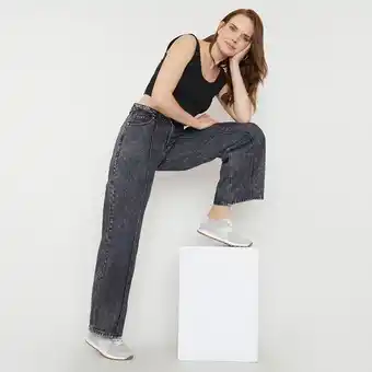 Corona Jeans mujer wide leg costura gris oferta