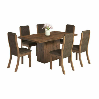 Lider Juego de Comedor Mesa 6 Sillas Troia Nogal oferta