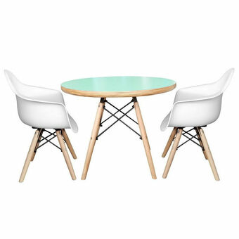 Lider Set Mesa Menta + 2 Sillas C/Brazos Blancas oferta