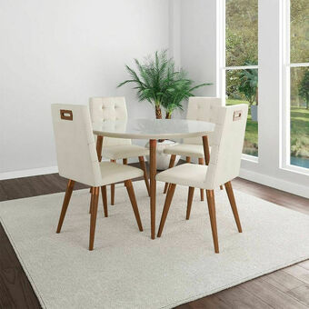 Lider Juego de Comedor Louis Vidrio 4 Sillas Olga Blanco oferta