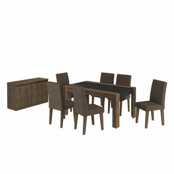 Lider Juego de Comedor 6 Sillas + Buffet Lorenzi Negro oferta