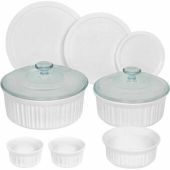 Lider Set de 5 Fuentes con Tapa de Vidrio + Plástico French White oferta
