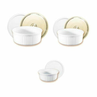 Lider Set de 3 Fuentes con Tapa Plástica + 2 Tapas de Vidrio French White oferta