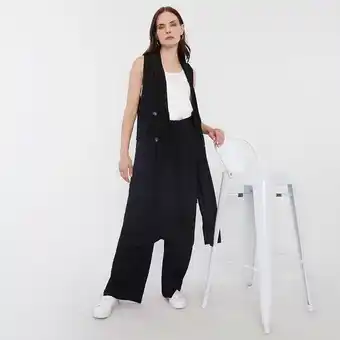 Corona Blazer mujer largo sin mangas negro oferta