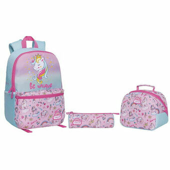 Lider Pack x3 Teen Infantil Mochila + Lonchera + Estuche Unicornio oferta