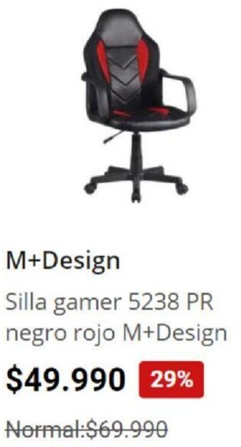 Easy M+Design Silla Gamer 5238 PR Negro Rojo oferta
