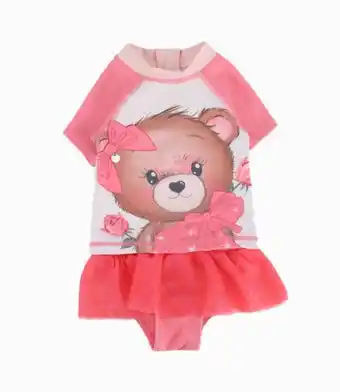 Traje de baño manga corta bebé niña coral limonada