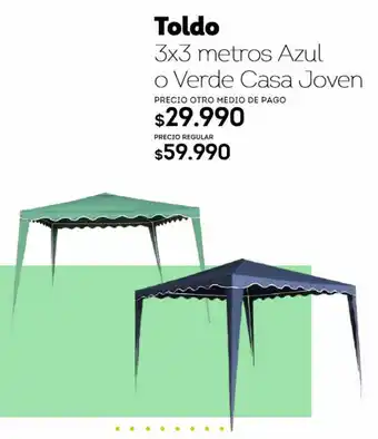 Tottus Toldo 3 x 3m Azul o Verde Casa Joven oferta