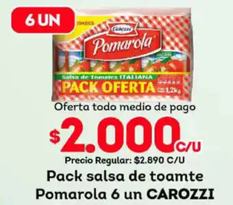 Tottus Pack Salsa de Tomate Pomarola 6 un CAROZZI oferta