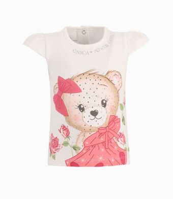 Limonada Polera con osita bebé niña coral limonada oferta