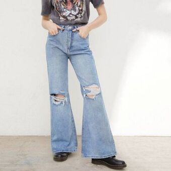 Linio Americanino jeans wide leg tiro alto mujer oferta