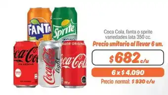 Mayorista 10 Coca-Cola, Fanta o Sprite variedades lata 350cc oferta