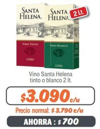 Mayorista 10 Vino Santa Helena tinto o blanco 2lt oferta