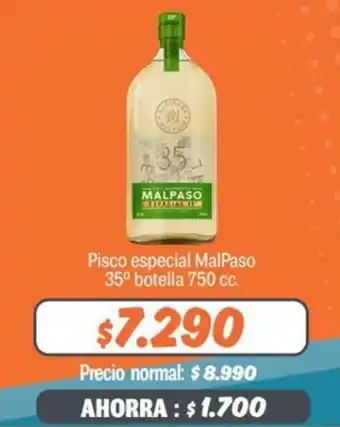 Mayorista 10 Pisco Especial Malpaso botella 750cc oferta