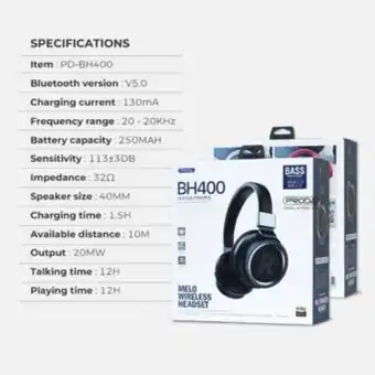 Linio Audifonos wireless bluetooth headphones black pd-bh400 black oferta