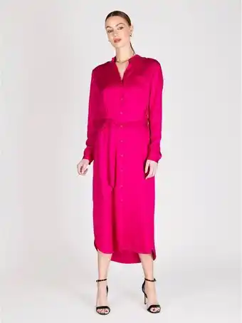 Lineatre Vestido camisero satinado fucsia lineatre oferta