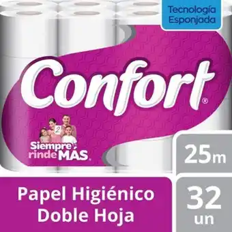 Linio Papel higiénico confort doble hoja - 25 mt x 32 un oferta