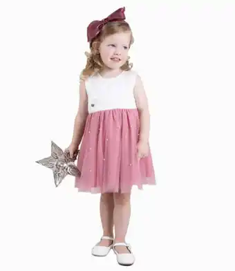 Limonada Vestido niña con perlas y tul limonada palo rosa oferta