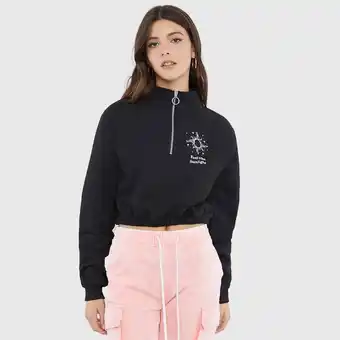 Corona Polerón mujer half zipper negro astral oferta