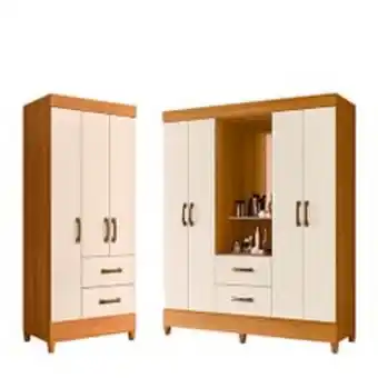 Abcdin Clóset favatex capelina 4 puertas + clóset mobi 3 puertas café oferta