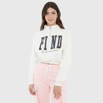 Corona Polerón mujer half zipper blanco fine oferta