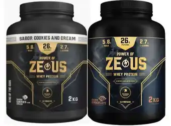 Ripley Pack zeus - 2 whey protein zeus de 2 kg - (4 kilos de proteína) cookies and creams y chocolate oferta
