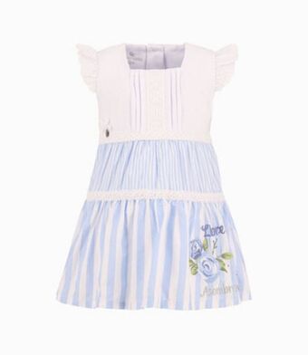 Limonada Vestido con detalles macramé bebé niña celeste oferta