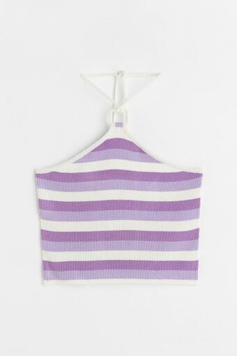 H&M Top con cuello halter en punto acanalado oferta