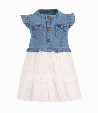 Limonada Vestido con popelín bordado bebé niña denim celeste oferta