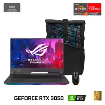 Linio Notebook asus gamer rog strix amd ryzen 7 nvidia geforce rtx 3050 8gb ram 512gb ssd 15,6" fhd 144hz oferta