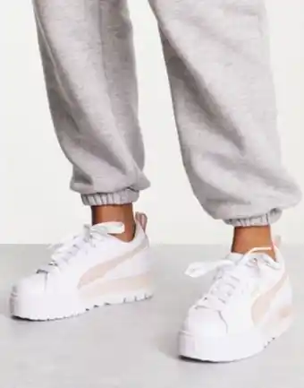 Puma mayze wedge trainers in white and pink