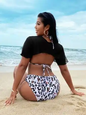 Shein Tankinis de talla grande todo estampado sexy oferta
