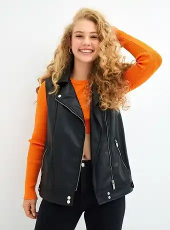Paris Chaqueta biker ecocuero sin mangas oversize oferta