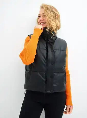 Paris Chaqueta puffa ecocuero sin mangas abotonada oferta