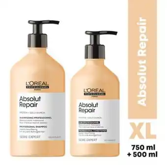Linio Set capilar xl reparación profunda absolut repair serie expert shampoo 750 ml + acondicionador 500 ml l`oreal professionnel oferta