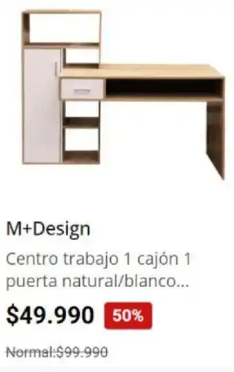 Easy M+Design Centro Trabaho 2 Cajón 1 Puerta Natural/ Blanco oferta