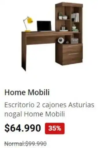Easy Home Mobili Escritorio 2 Cajones Asturias Nogal Home oferta