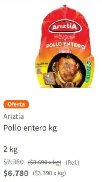 Santa Isabel Ariztía Pollo Entero 2kg oferta