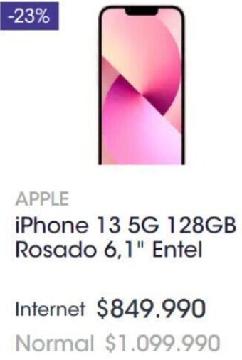 Abc Apple iPhone 13 5G 128GB Rosado 6,1" Entel oferta