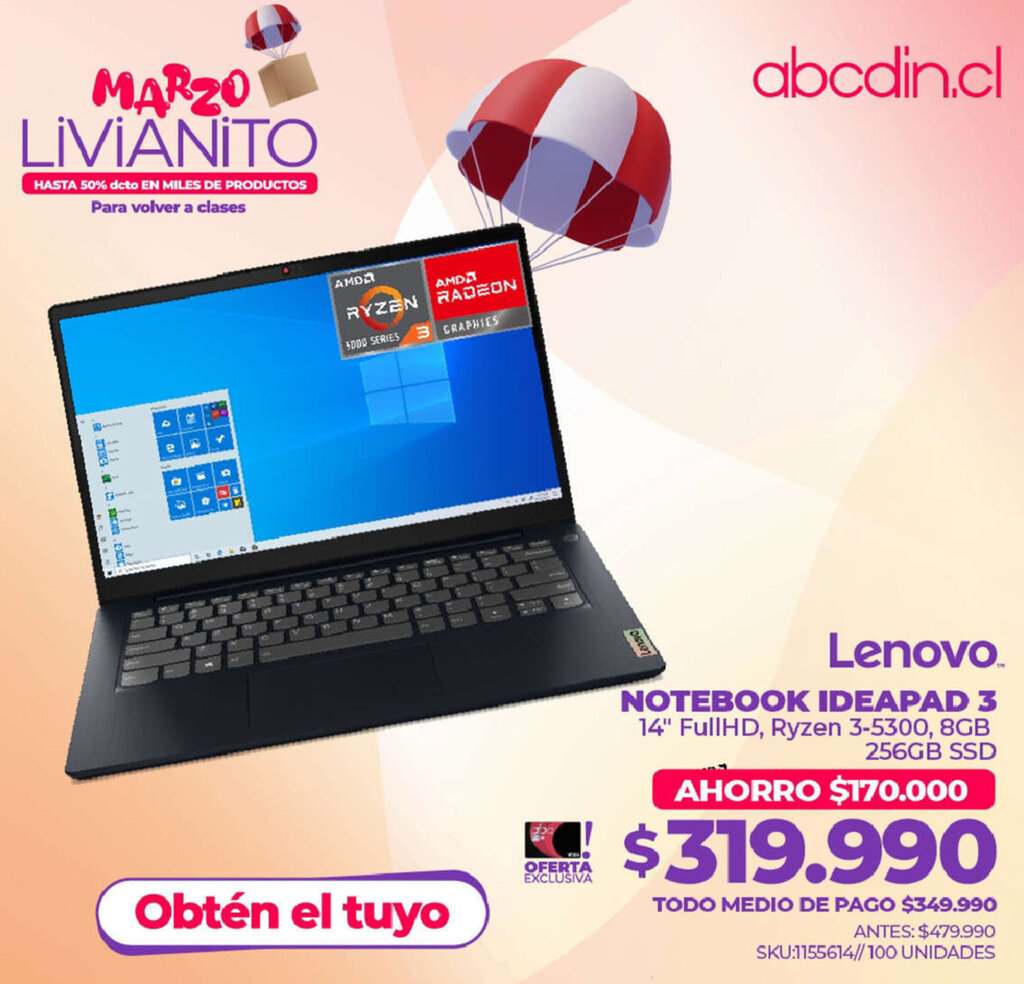 Abcdin Lenovo Notebook Ideapad 3 14" oferta