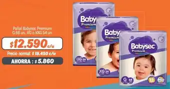 Mayorista 10 Pañal Babysec Premium G 68un, XXG 54un oferta