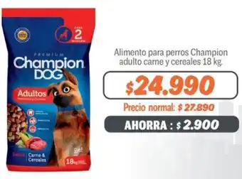Mayorista 10 Alimento para Perros Champion Adulto Carne y Cereales 18kg oferta
