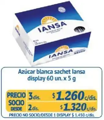 Alvi Azúcar Blanca Sachet Lansa Display 60un x 2dis x 5g oferta