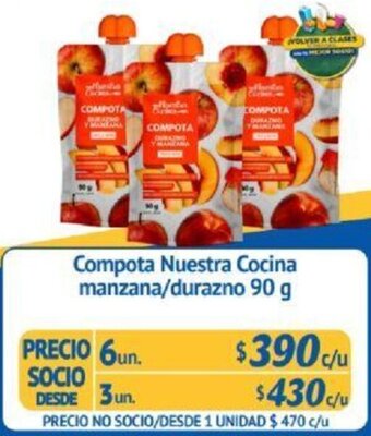 Alvi Compota Nuestra Cocina Manzana/Durazno 3un x 90g oferta