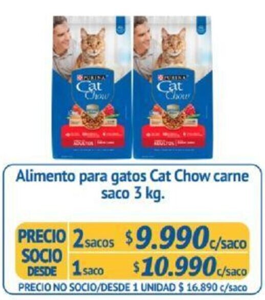 Alvi ALimento para Gatos Cat Chow Carne Saco 1saco x 3kg oferta