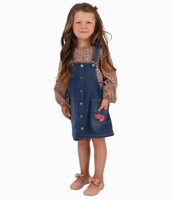 Limonada Conjunto niña jardinera y blusa denim azul oferta