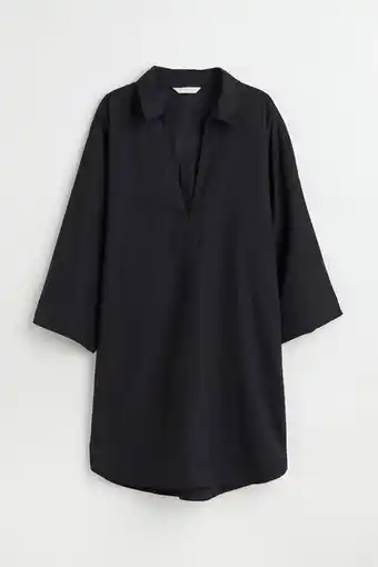 Camisa larga en mezcla de lino