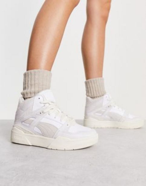 Asos Puma slipstream mid textured neutral trainers in white and feather grey oferta