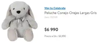 Lider Peluche Conejo Orejas Largas Gris oferta